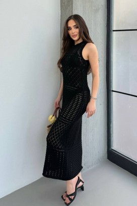 pletena haljina za plažu sa golim ramenima SOLMIRA BLACK