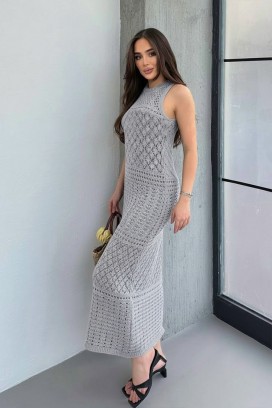pletena haljina za plažu sa golim ramenima SOLMIRA GREY