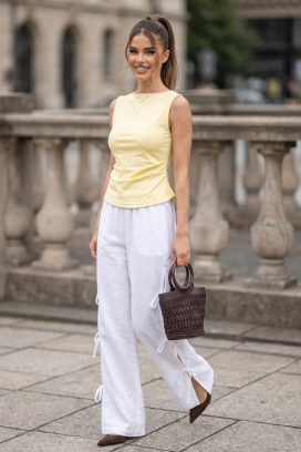 ženske letnje pantalone sa atraktivnim vezicama LEORA WHITE