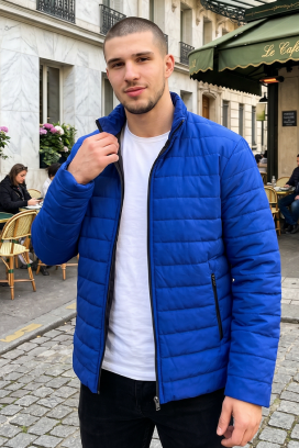 muška lagana prošivena jakna sa visokom kragnom VEKTOR BLUE