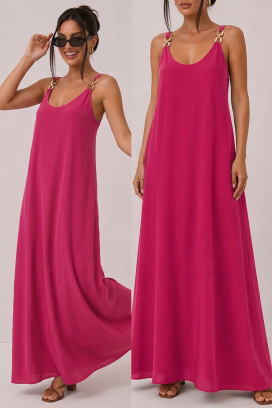 duga haljina sa ukrasnim detaljima na bretelama ZENAIDA FUCHSIA