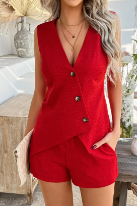 ženski komplet elegantan prsluk i šorts JOLIYA RED
