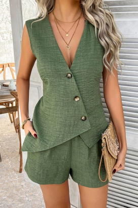ženski komplet elegantan prsluk i šorts JOLIYA KHAKI