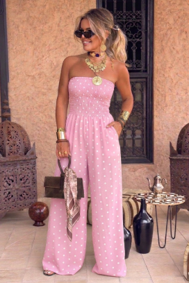 dugi ženski kombinezon sa golim ramenima DATENA PINK