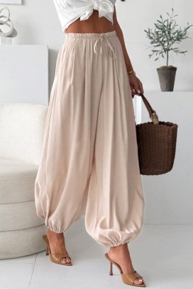 ženske letnje pantalone balon tipa sa visokim strukom DALYNA BEIGE