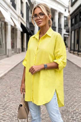 oversize ženska košulja čistog dizajna i slobodnog kroja LONELIA YELLOW