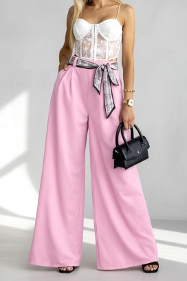 elegantne ženske pantalone sa efektnim kaišem JULYANI PINK