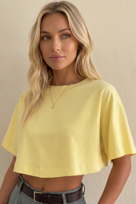 ženska kratka majica minimalističkog dizajna VITAMA YELLOW