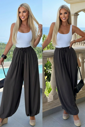 lagane ženske balon pantalone visokog struka MEDENA BLACK