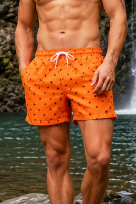 muški šorts za kupanje sa elastičnim strukom i printom ALEXY ORANGE