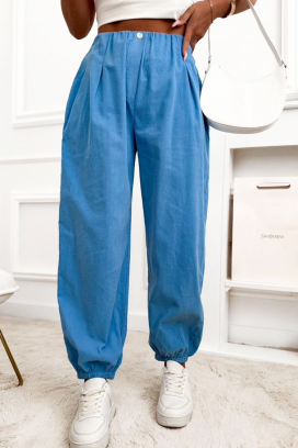 ženske pantalone sa širokim nogavicama i visokim strukom BALINEA BLUE