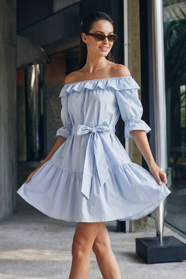romantična kratka haljina sa volančićima i kaišem AMARISIA SKY