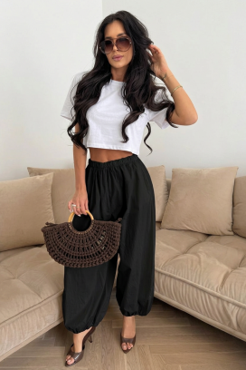 ženske pamučne balon pantalone sa elastičnim strukom NARIAZA BLACK