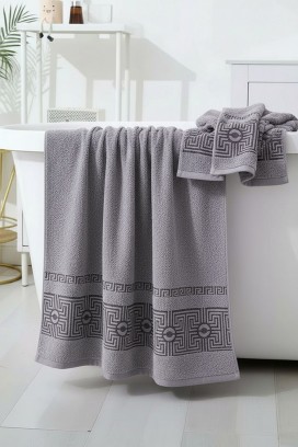 peškir od frotira sa dekorativnim bordom i mekom teksturom HAVLIANA GREY 70x140 cm