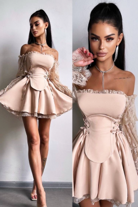 elegantna haljina sa detaljima od čipke i korseta NIREYA BEIGE