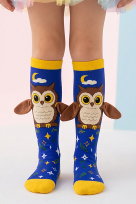 dečije dokolenice sa 3D printom sove i mekanim krilima OWL DREAMS