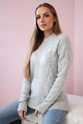 ženski vuneni džemper sa akcentnom pleteninom LEANETA GREY